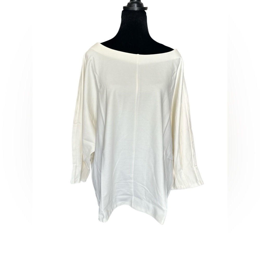 Motto Boat Neck 3/4 Sleeve Structured Cream Top Women Sz 2x Heavy Quality Fabric